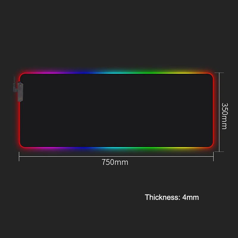 350x750x4mm HECULAS игровой коврик для мыши RGB светодиодный коврик 7 цветов коврик для мыши 25x35 см 35x75 см - Цвет: 350x750x4mm