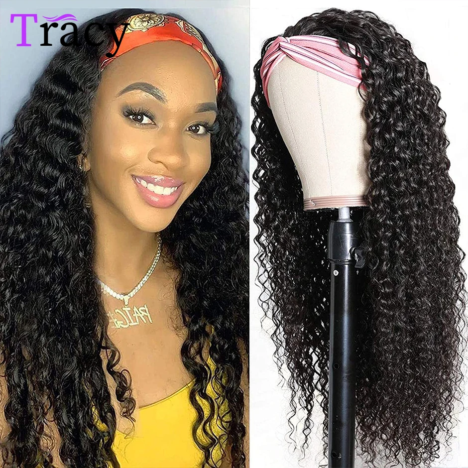 

Deep Wave Headband Wig Human Hair For Women Curly Human Hair Wig Glueless Remy Brazilian Loose Deep Wave Women's HeadBand Wig