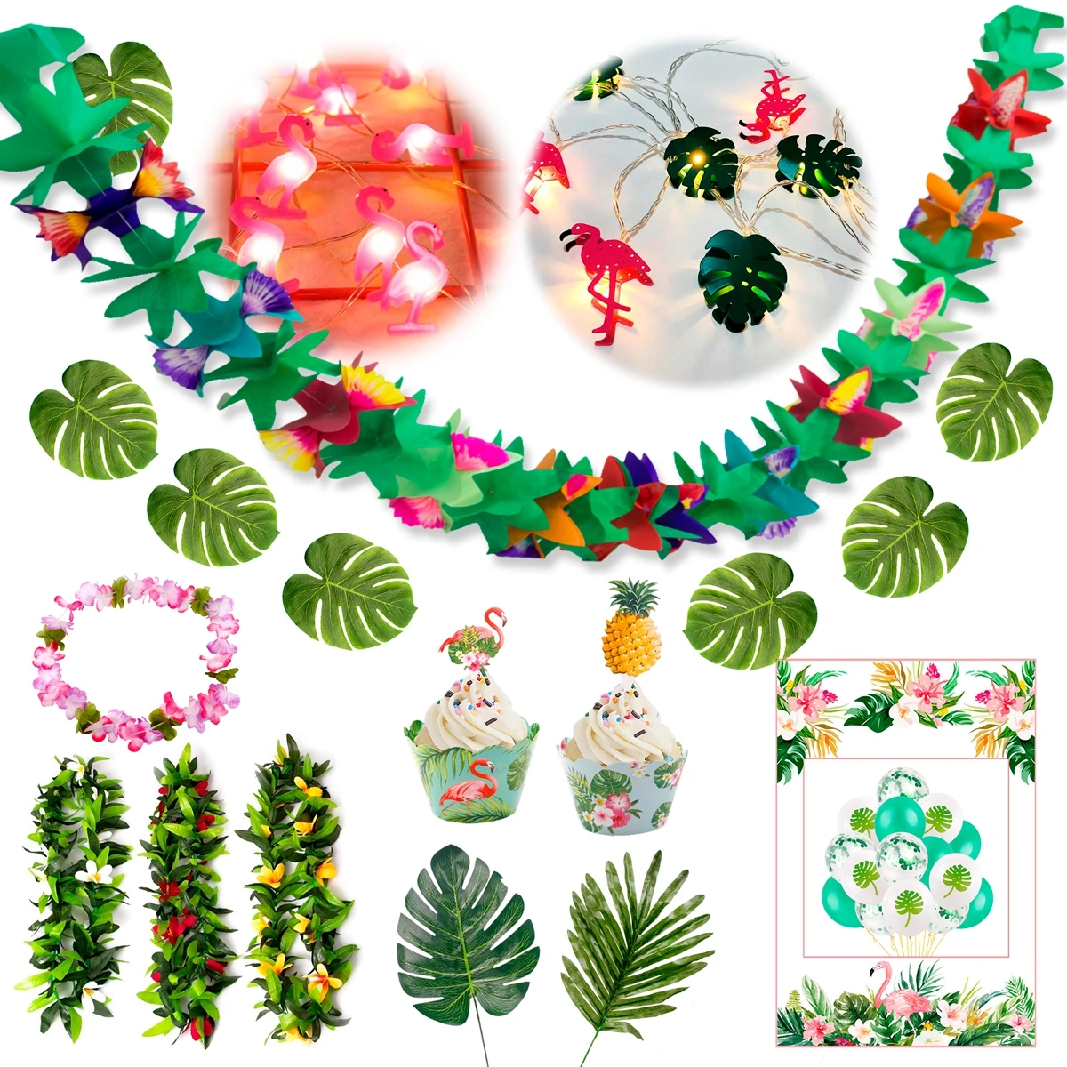 

Hawaii Party Banner Flamingo Tableware Summer Tropical Birthday Party decoration Hawaiian Party Decor Luau Aloha Party Supplies