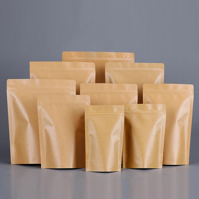 

Best Selling Custom Kraft Paper Vertical Zipper Food Dry Goods Moisture Proof Sealed Packaging Bag