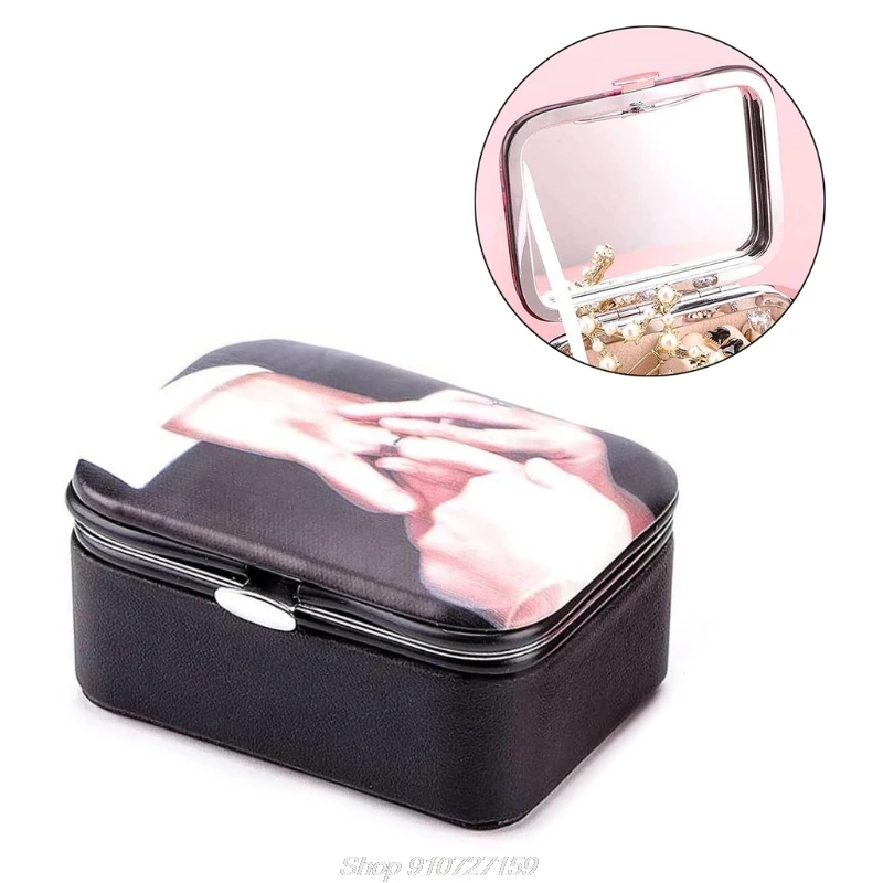 

Travel Leather Bracelet Box Brooch Jewelry Storage Case with Mirror Earrings Necklace Protable Organizer Display N26 20 Dropship