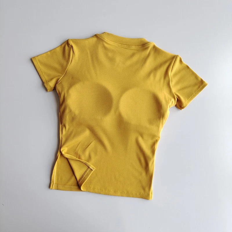 Women Yoga Shirts Padded Sports T-shirt Workout Shirts Running Gym Tops Short Sleeve Fitness Shirt Sport Top Sports Tee Female