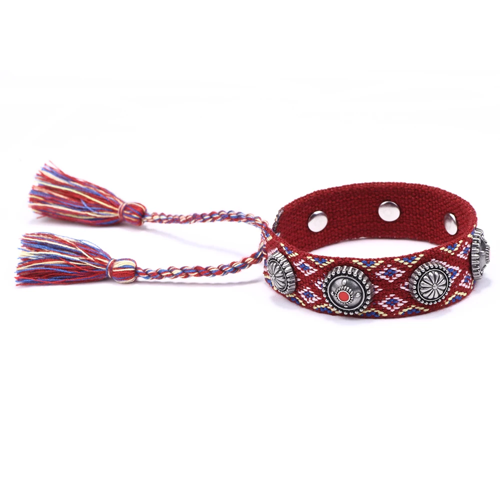 New Bohemian Vintage Ethnic Style Woven Bracelet Colorful Flow Su Totem Hand-wringing Nepali Adjustable Hand Rope Jewelry Women | Украшения