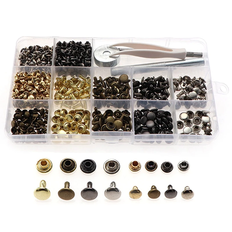 

240 Sets Of Boxes, Double-Sided Rivets, Leather, Metal Rivets, Rivets, Cap Nails + Installation Tool Kit + Pliers