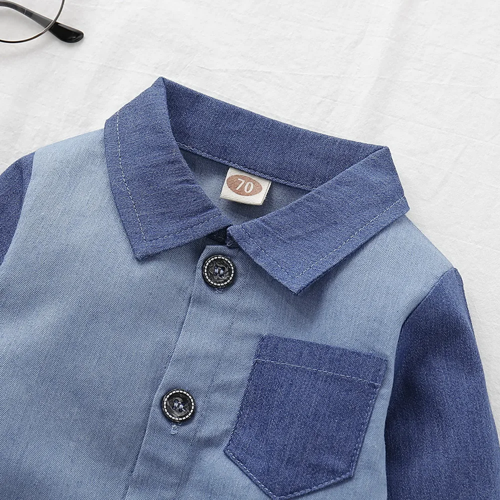 Осенне-зимняя одежда комбинезон для маленьких мальчиков Джинсовая малышей с