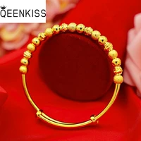 qeenkiss bt574 fine jewelry wholesale fashion woman girl birthday wedding gift lucky beads 24kt gold push pull bracelet bangle