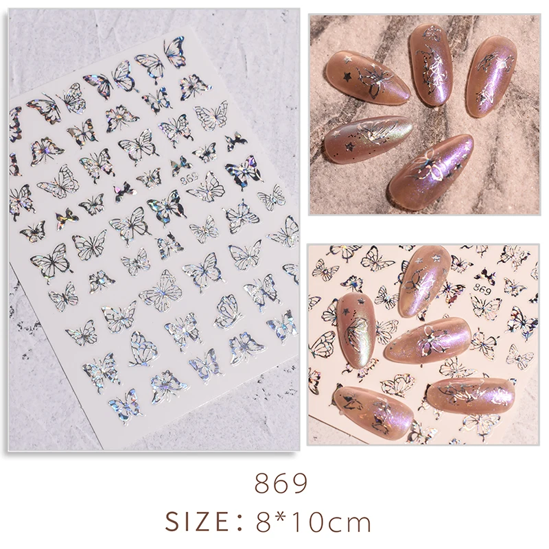 

1pc Holographic 3D Butterfly Nail Stickers Adhesive Sliders Colorful DIY Golden Nail Art Transfer Decals Foils Wraps Decorations