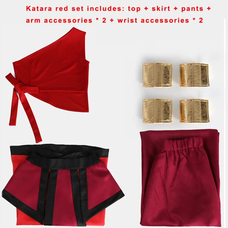 Аниме Аватар игры: Последний Костюм ааня оранжевого и катары красный синий