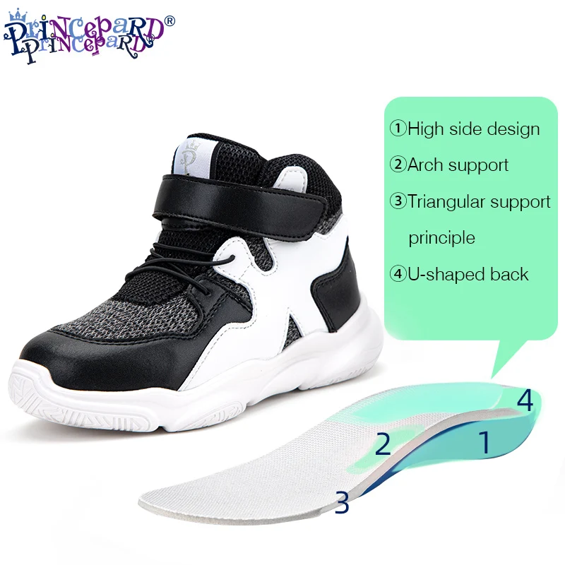 Princepard Orthopedic Shoes Arch Support for Kids Corrective Shoes Toddlers Girls Boys Autumn Children Black White Sneaker