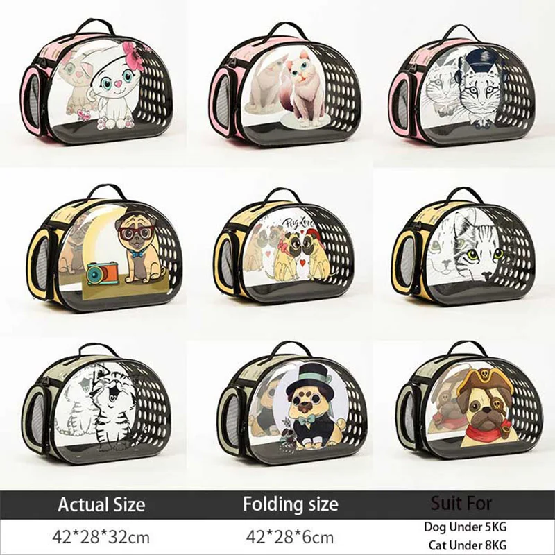 Прозрачная переноска для собак и кошек складная дорожная воздухопроницаемая
