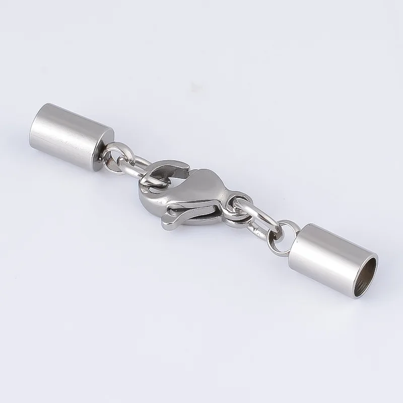 5 шт./лот застежка-карабин из нержавеющей стали обжимные Концевики для кожи