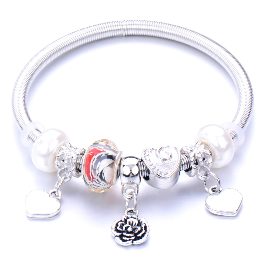 10 шт./лот дропшиппинг 6 видов цветов с милыми сердечками цветы кулон бусы браслеты