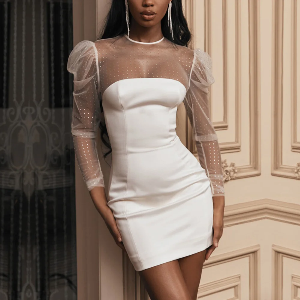 Женское облегающее Сетчатое платье элегантное классическое Клубное вечернее