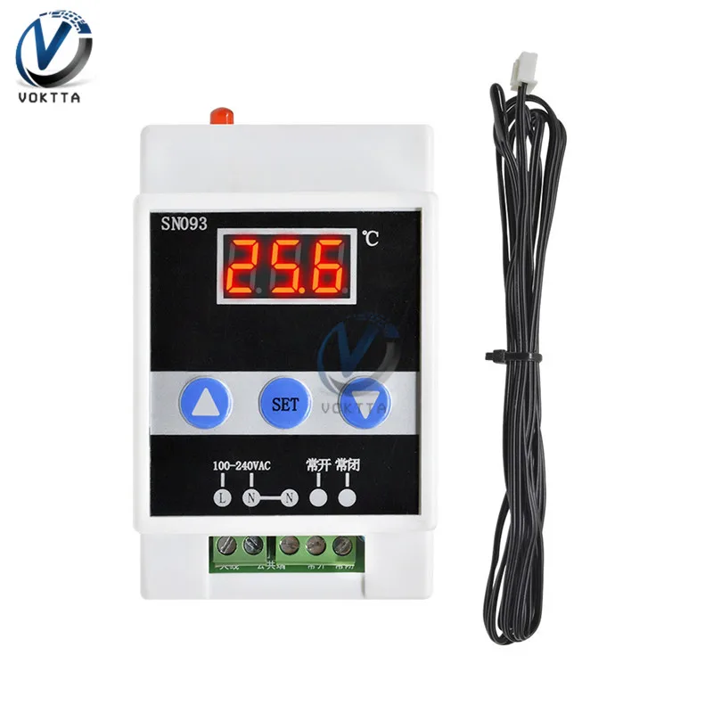 

AC 110-250V Guide Rail Thermoregulator Red Display Thermostat Digital Thermostat Refrigeration Heating Temperature Controller