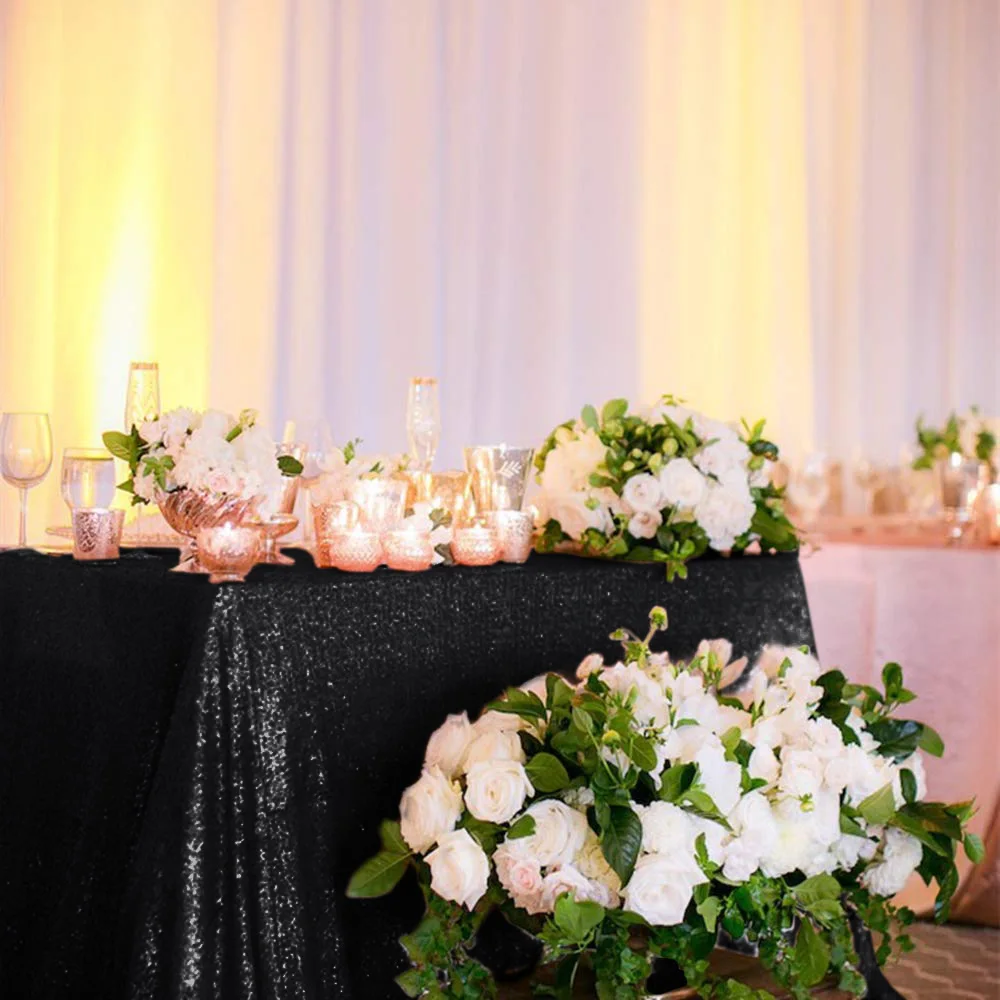 Черная Рождественская скатерть 72x72 дюйма прямоугольная блестящая для стола