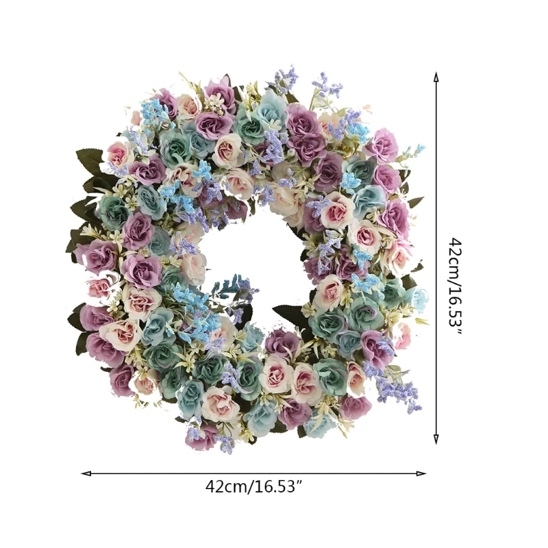 

Artificial Lavender Rose Spring Flower Wreath Decoration For Wedding Front Door M6CE