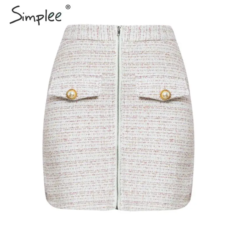 Skirt Simplee костюм юбка из двух частей твид из искусственного меха женскoе комплект осень-зима офиснoе женскoе одежда - Цвет: Skirt