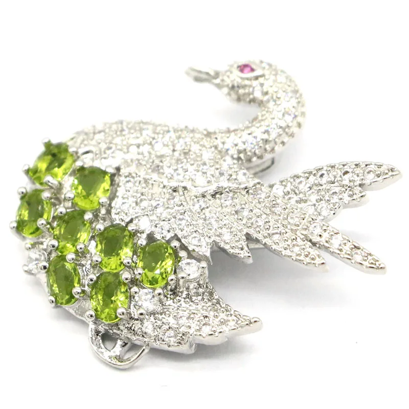 30x28 мм Новый Эффектный кулон в форме лебедя Зеленый Перидот турмалин циркон