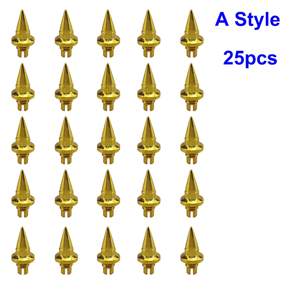 A Style 25pcs Gold 25 шт./компл. Фирменная Новинка Пластик Спайк ступицы колеса для автомобиля с заклепками для колесо крышка колесных дисков для губ на шурупе-болте шины автомобиля Тюнинг тюнинга LGMD001-JT& P - Название цвета: A Style 25pcs Gold