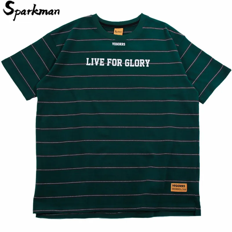 2019 Мужская винтажная футболка хип хоп Уличная полосатая короткий рукав