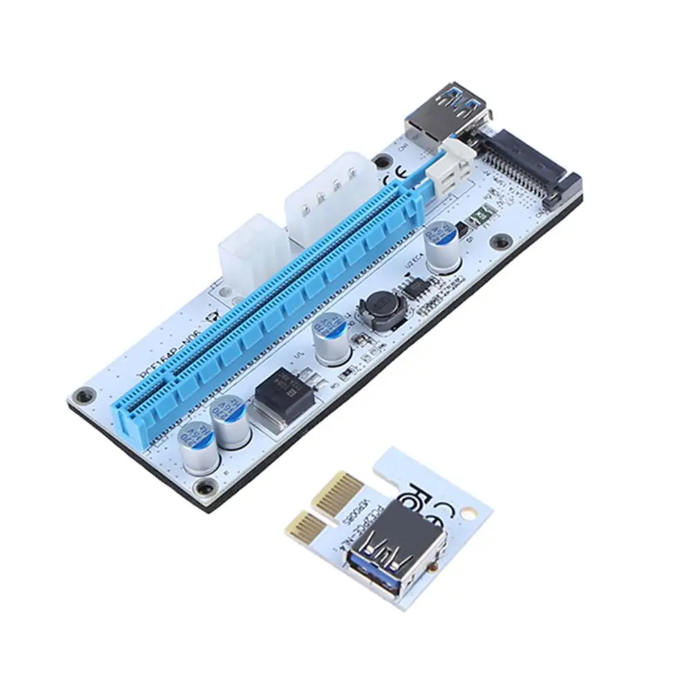 

New PCI-E Riser Card Mining Cable Kit PCI-E 1x to 16x Adapter Video Extender Card with 3 Power Ports Extender pcie Riser Adapter