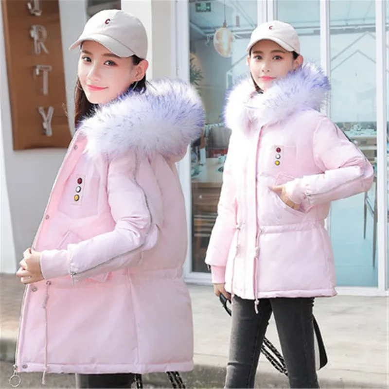 pink Новинка для новорожденных мальчиков, куртки с капюшоном на осень Для женщин однотонная парка на молнии с эластичной лентой; верхняя одежда, пальто, куртка теплая дутая куртка модная одежда из хлопка, размеры женский W155 - Цвет: pink