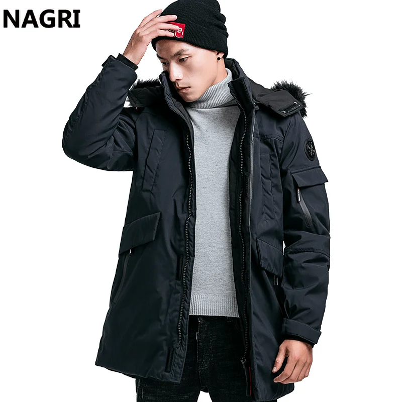 Зимняя мужская куртка с меховым воротником парка капюшоном толстые теплые