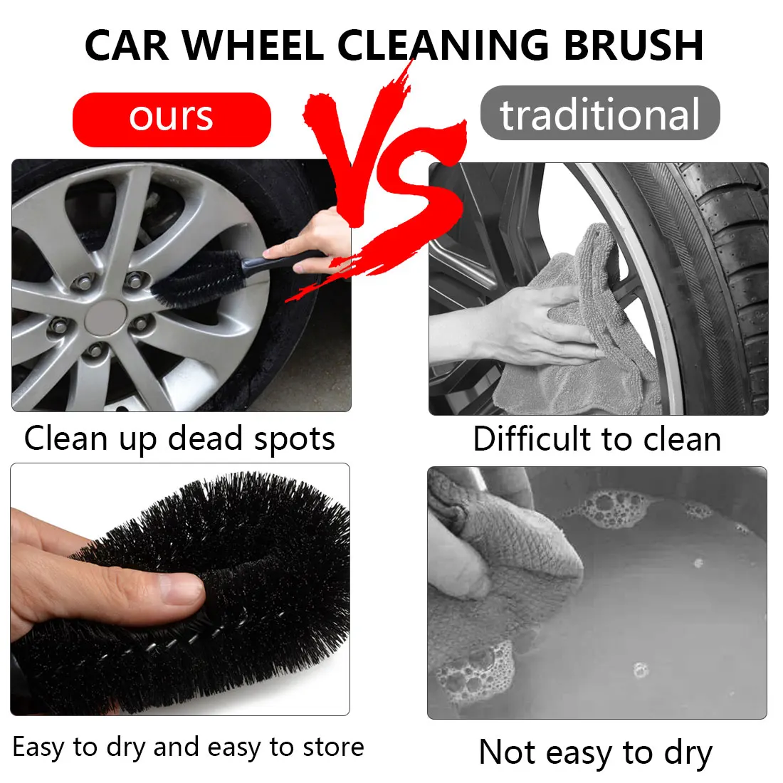 

Auto Wheel Brush Cleaner Rim Scrubber Dust Remover Tire Cleaning Tools Plastic Handle For Motorcycle Truck Washing Vehicle Wash