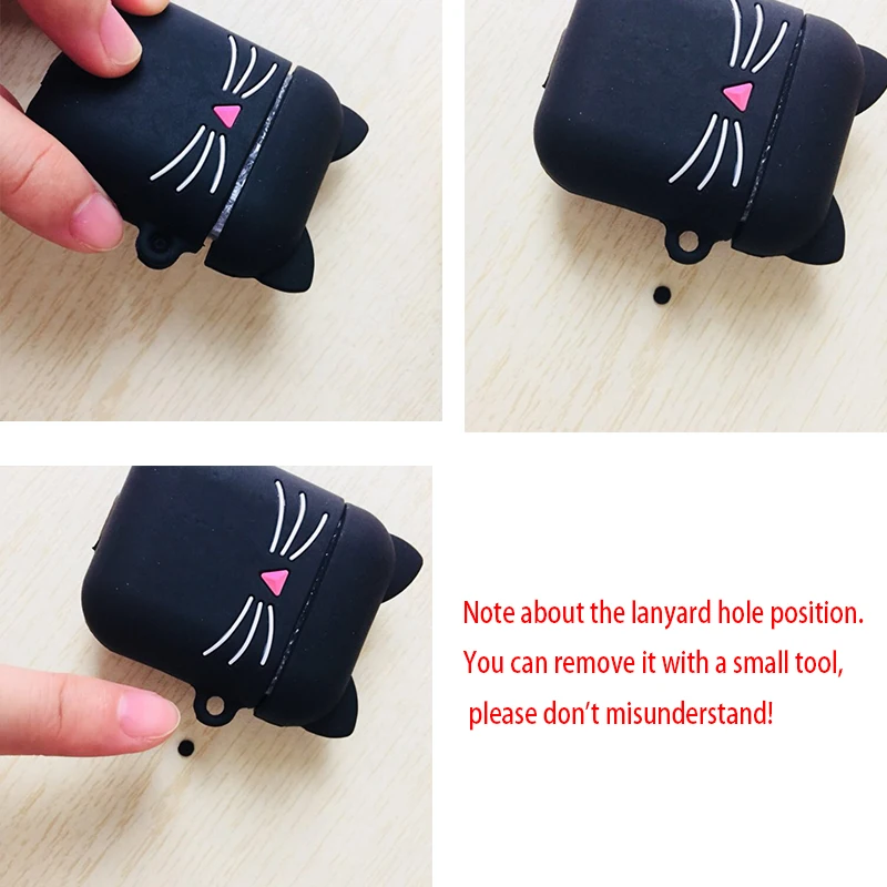 Чехол для airpods с милым котом мультяшный защитный чехол шнурком Bluetooth беспроводных