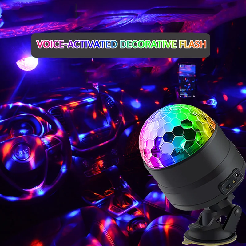 Световой проектор украшение автомобиля свет USB светодиодный звездное небо DJ RGB лазерный Автоматическое вращение Авто Голосовое управление проектор автомобильный Стайлинг
