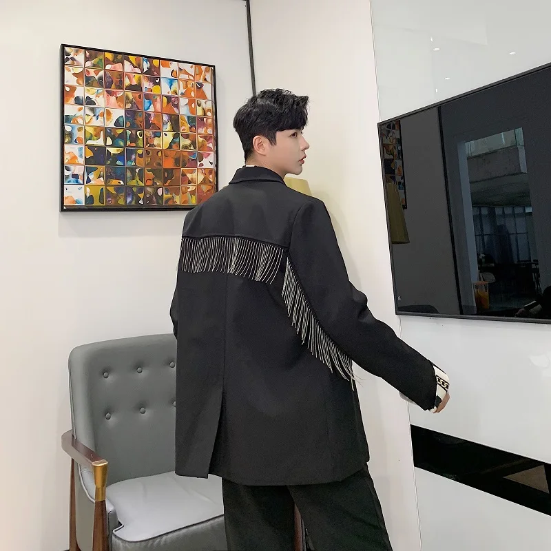 Мужская винтажная куртка с металлической бахромой свободная Осенняя верхняя