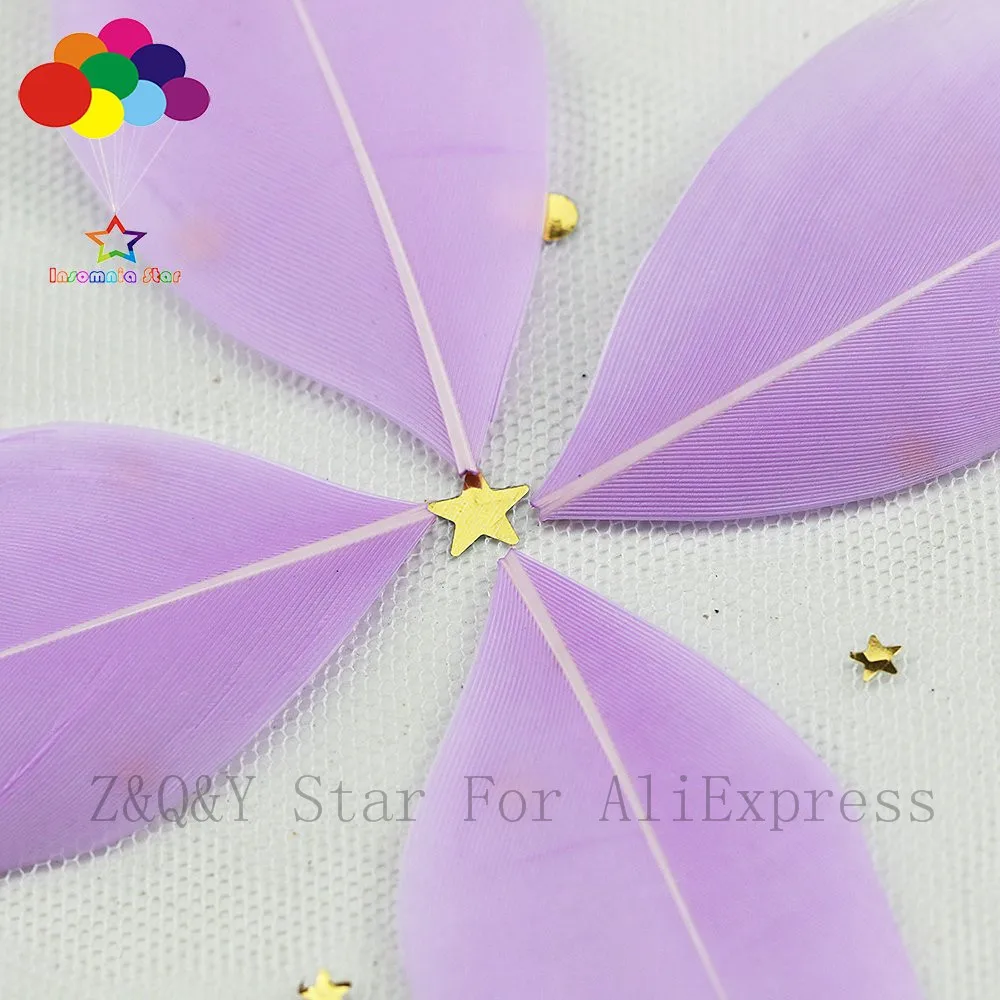 Натуральное гусиное перо 5-9 см, твердая плавающая головка, окрашенная светильник-фиолетовая, 100 шт., самодельные Украшения, пузырьковый шар, декоративное перо