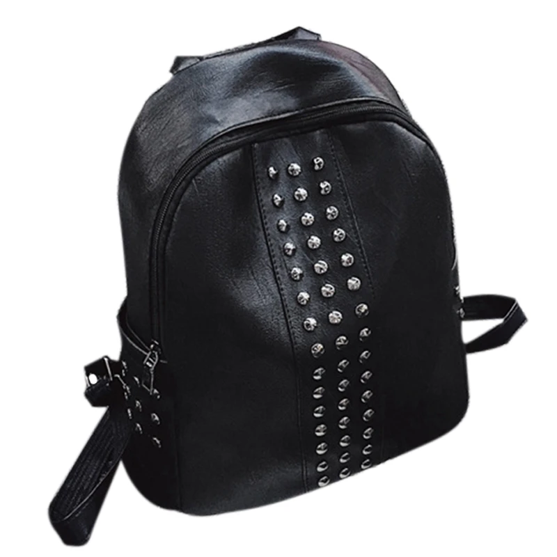 

Rivet Decorated Women's Backpack Fashion Punk Style PU Leather Student School Bag Outdoor Travel Backpack