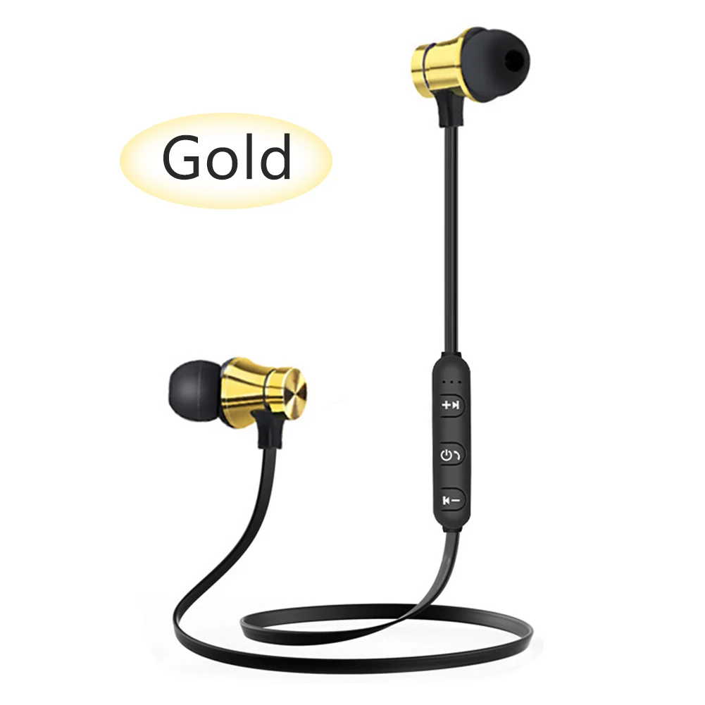 gold Магнитный Беспроводной Bluetooth спортивные наушники-вкладыши стерео наушники гарнитура с микрофоном Шум отменить для Xiaomi Redmi huawei Honor - Цвет: gold