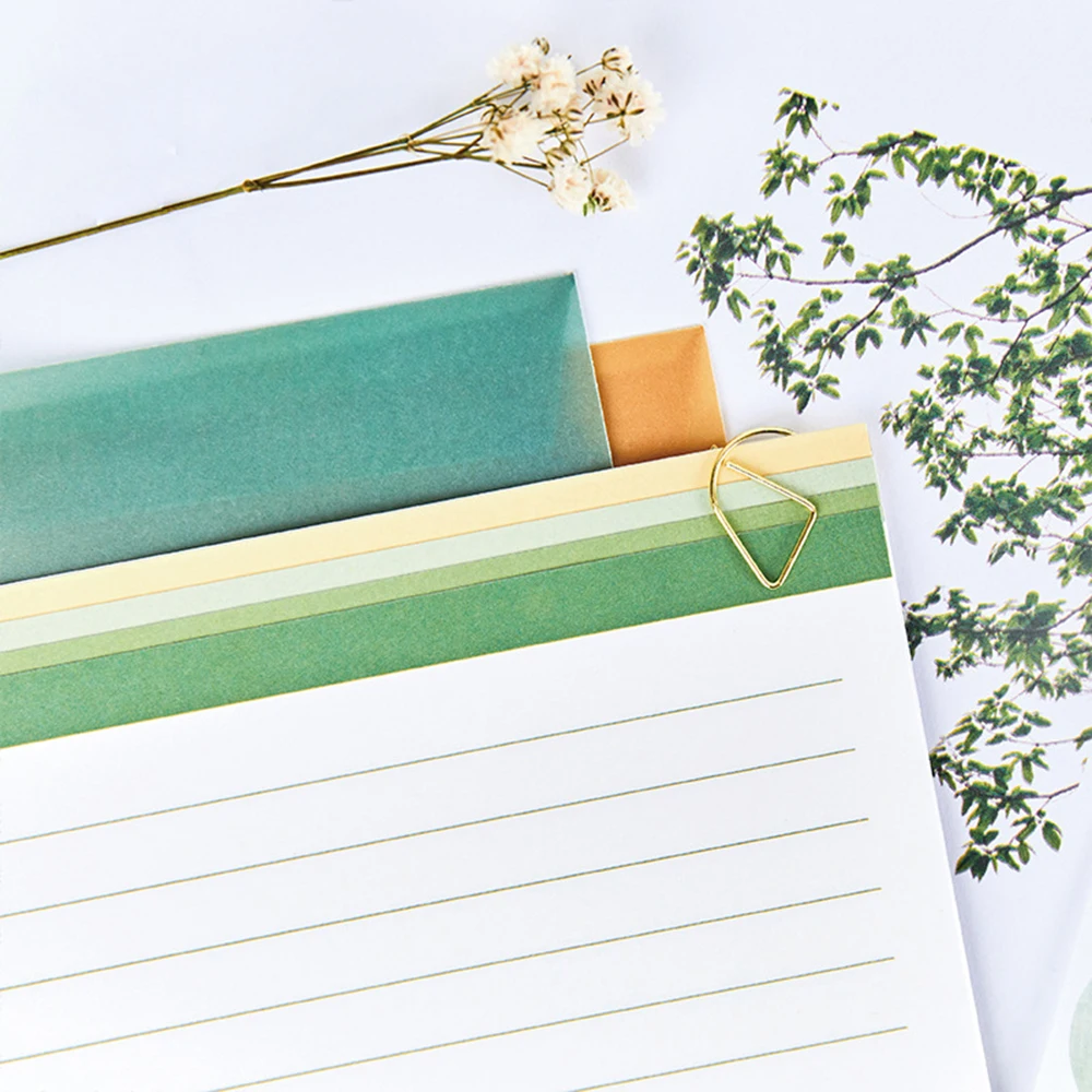 

1set Fresh Art Solid Color Envelope Greeting Card Letter Paper Labels Srticker Set Birthday Card Gift Crafts Supplies Stationery