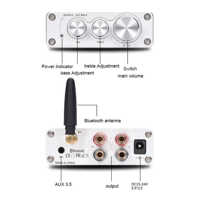 50 Вт* 2 Bluetooth 5,0 TPA3116D2 HiFi усилитель мощности готовая плата в чехол домашний аудио TPA3116 усилитель с высокими басами I4-005-6-7