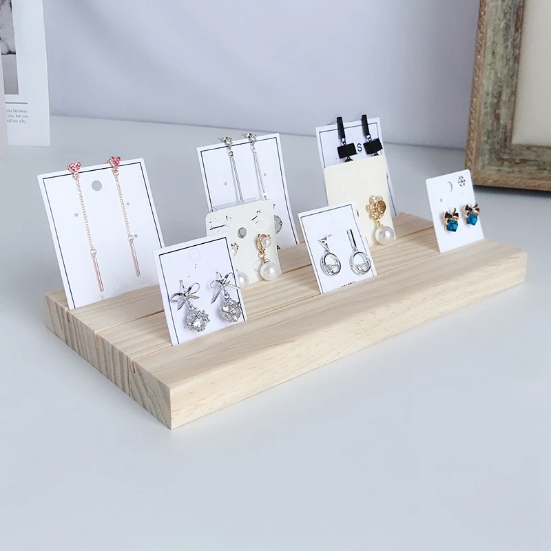 

Solid Wood Earrings Jam Paper Jewelry Display Props Card 3 Slot Plate Jewelry Display Earrings Shelf Storage Jewelry Rack