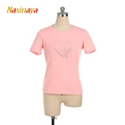 Футболка женская с коротким рукавом, индивидуальный Топ для тренировок, катания на коньках, патинаде, гимнастики, розовый цвет
