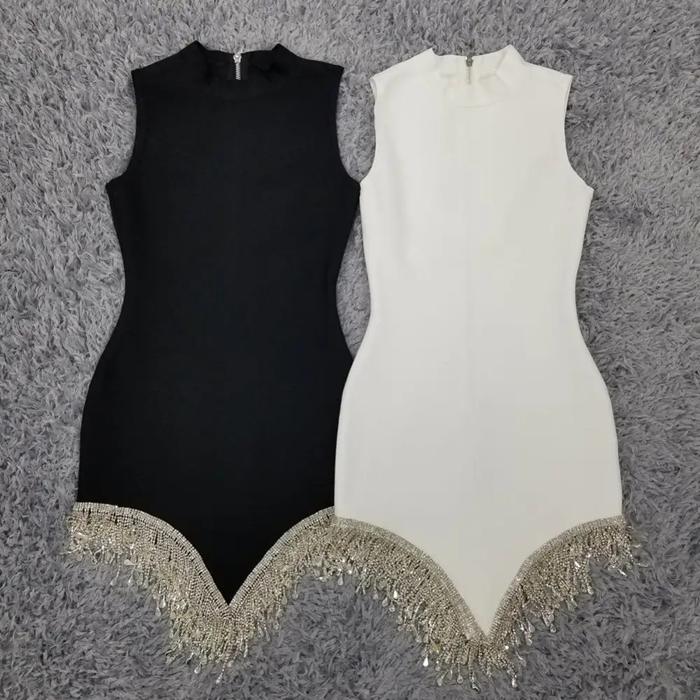 

Summer Dresses For Women Sexy Mini Diamond Sleeveless Zippers Bodycon Party Club Short Dress Female Robes Vestido De Fiesta Robe