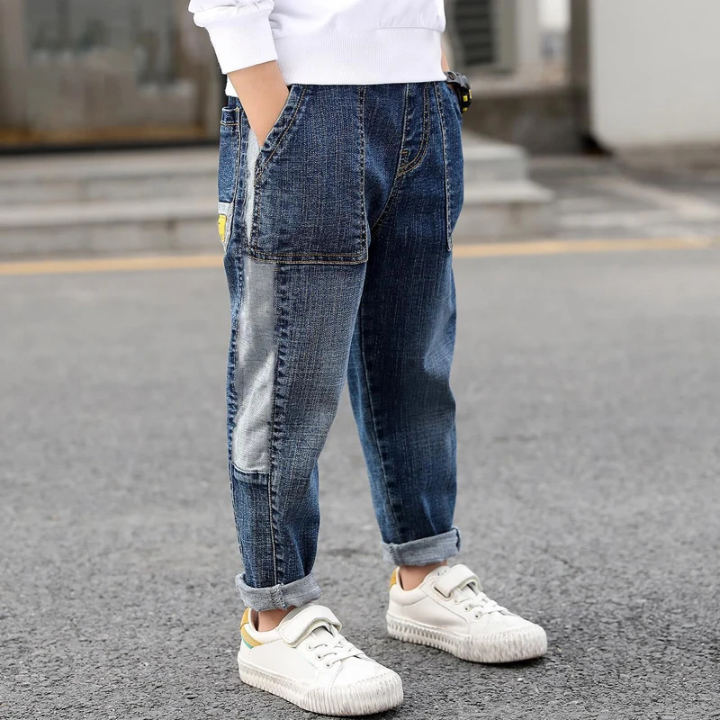 IENENS Kids Boys Loose Jeans Clothes Cowboy Pants Children Solid Color Denim Trousers Clothing Baby Boy Casual Stretch |