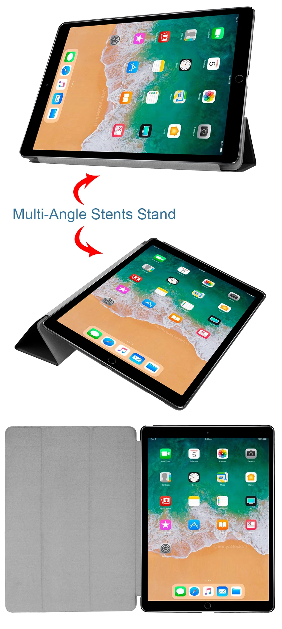 MTT Smart Cover Чехол для iPad Pro 12,9 дюйма версия Авто Режим сна/пробуждения ультра-тонкий из искусственной кожи флип-чехол для планшета Funda