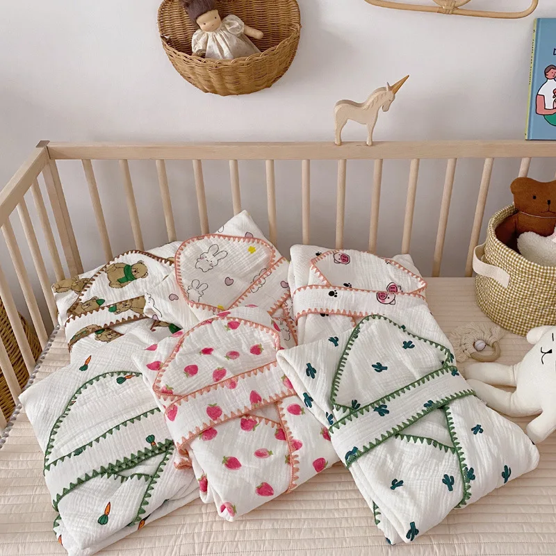 Детское одеяло летнее тонкое шестислойное газовое полотенце из чистого хлопка