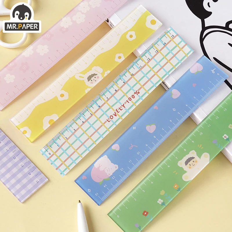 Mr.paper 8 Designs Colorful Lovely Sakura Memo Pads Ruler Multifunction DIY Drawing Rulers Double-duty School Office Supplies