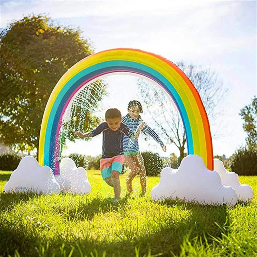 

Ginormous Радуга облако ярд разбрызгиватель 120 см гигантский надувной арки лужайка пляж Открытый игрушки для детей взрослых детские игры центр