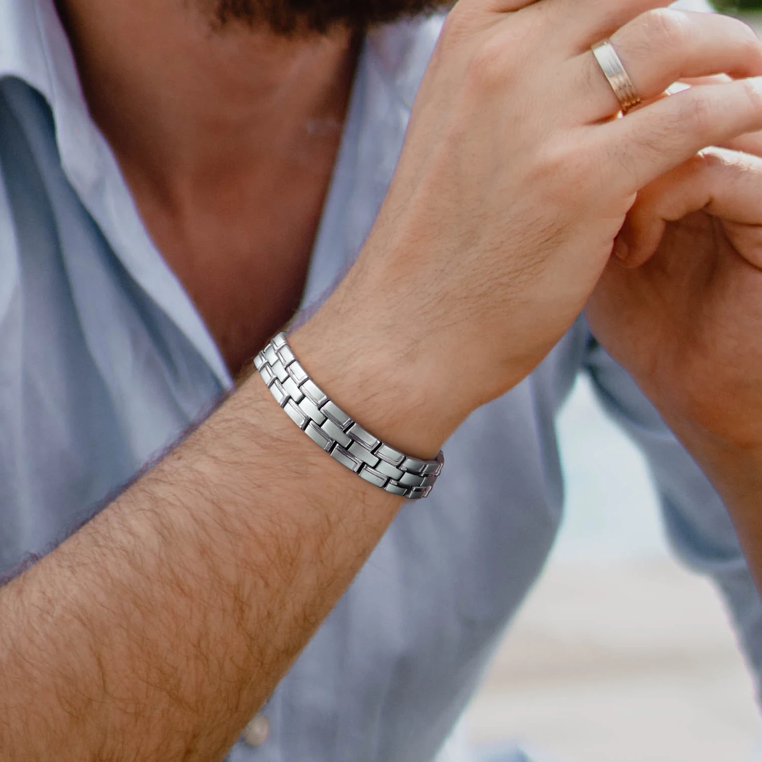 Модные мужские браслеты из нержавеющей стали с магнитом Rainso био энергетический