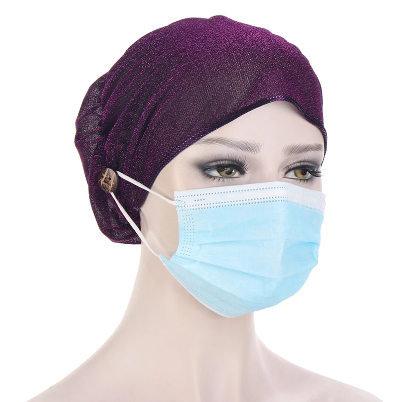 

Glitter Sequins Women Headwrap Turban Caps For Women Headwear Headscarf Bonnet Inner Hijabs Bandanas for Women Hair Accessories