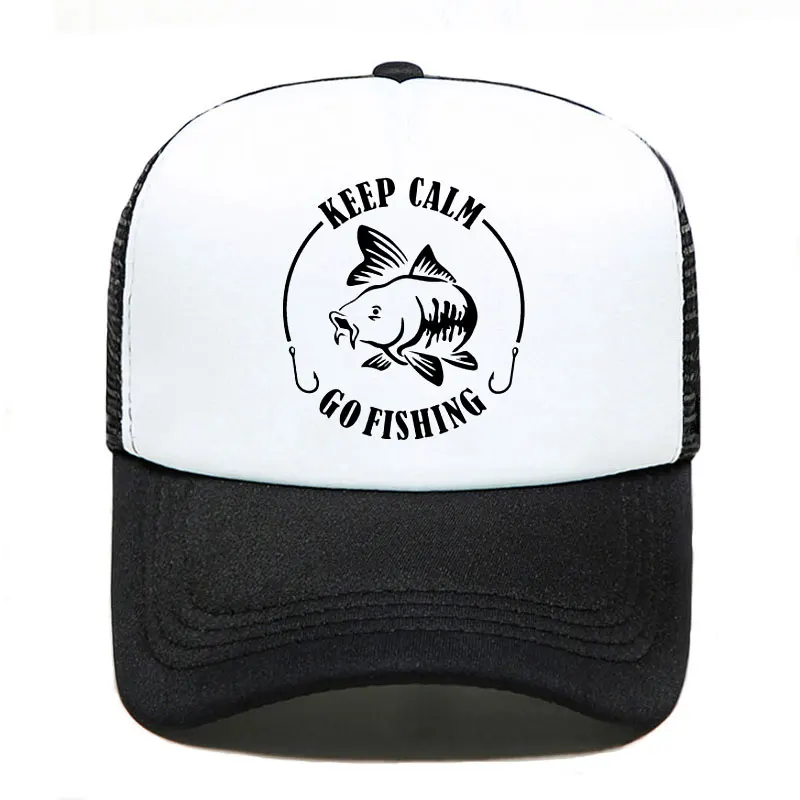 

Новая бейсбольная кепка Keep Calm Go Fishinger, повседневная Кепка для мужчин и женщин, головные уборы для родителей и детей, сетчатый козырек, уличная солнцезащитная Кепка, регулируемые кепки