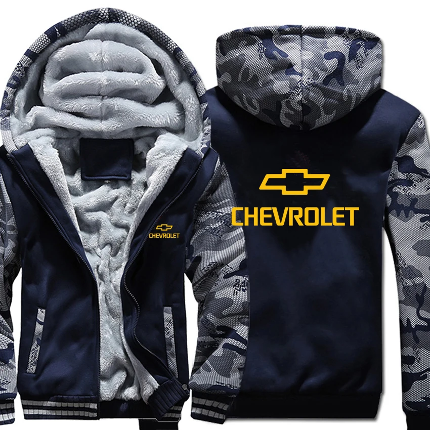 Chevrolet Hoodies Winter Camouflage sleeve Jacket Men Fleece Sweatshirt | Мужская одежда