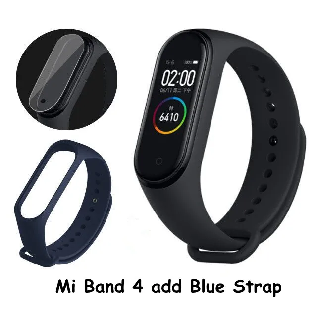 BAdd Dark Blue Strap Xiaomi mi Band 4, умный браслет 3, Bluetooth 5,0, браслет для фитнеса, Traker AMOLED, цветной сенсорный экран, mi Band 4, спортивный, Smartband 4 - Цвет: BAdd Dark Blue Strap
