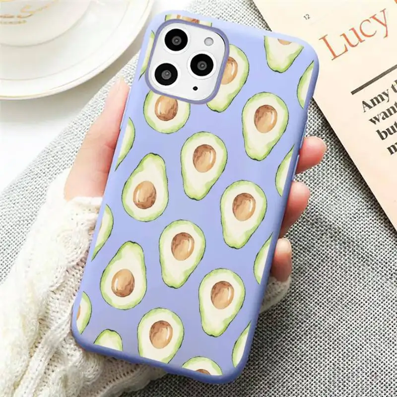 

avocado aesthetic Gteen Fruit Phone Case Candy Color Violet for iPhone 11 12 pro XS MAX 8 7 6 6S Plus X SE 2020 XR